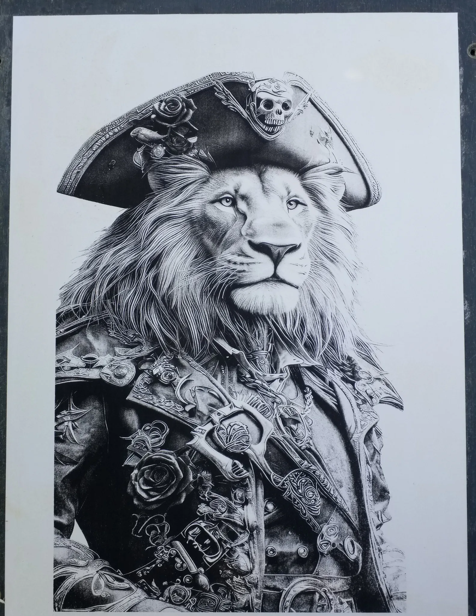 DithX Lion on Paper Engraving